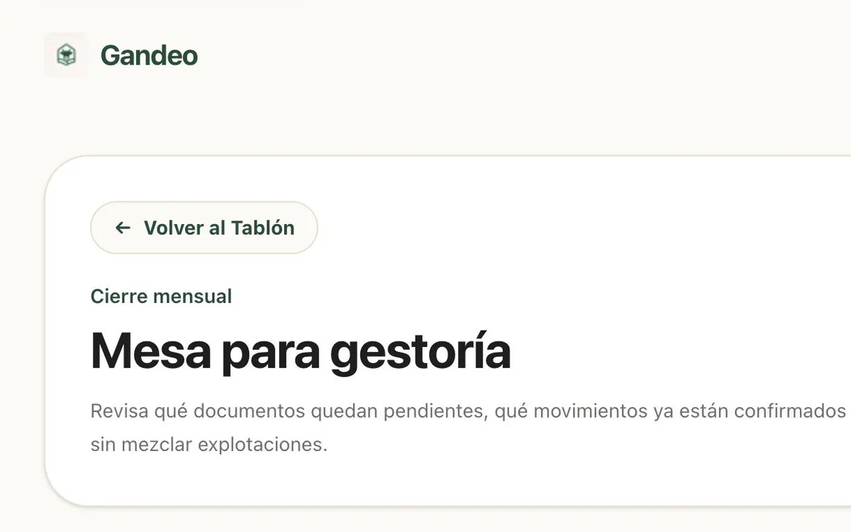 Cierre mensual e informes de una ganadería